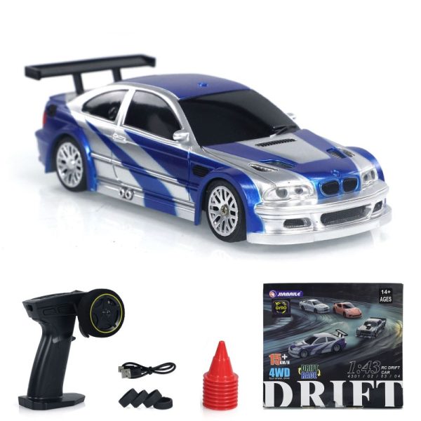 LIEBAO 1/43 RC Drift Race Car 4WD with Gyro RTR (Blue/Silver)