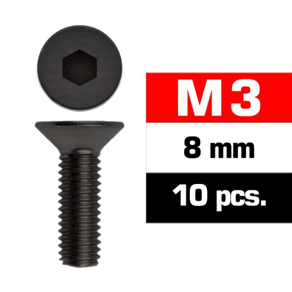 Ultimate Racing M3x8mm Flat Head Screws (10 pcs)